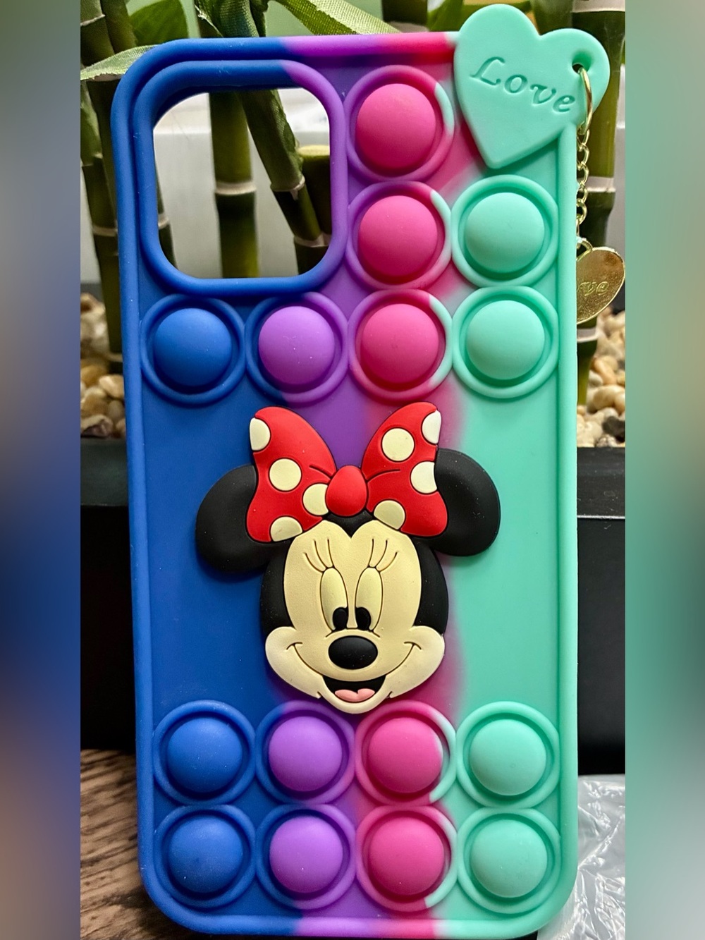 Colorful Pop-It iPhone Case 12 with Minnie Bow Charm